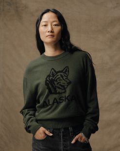 Women's Graphic Wool Sweater - Olive